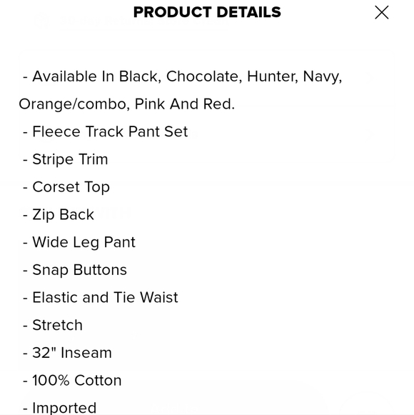 Fleece High Rise Wide-Leg Track Pants Set - Picture 3 of 3